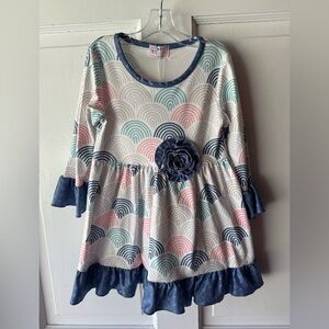 White and Blue Casual Dress